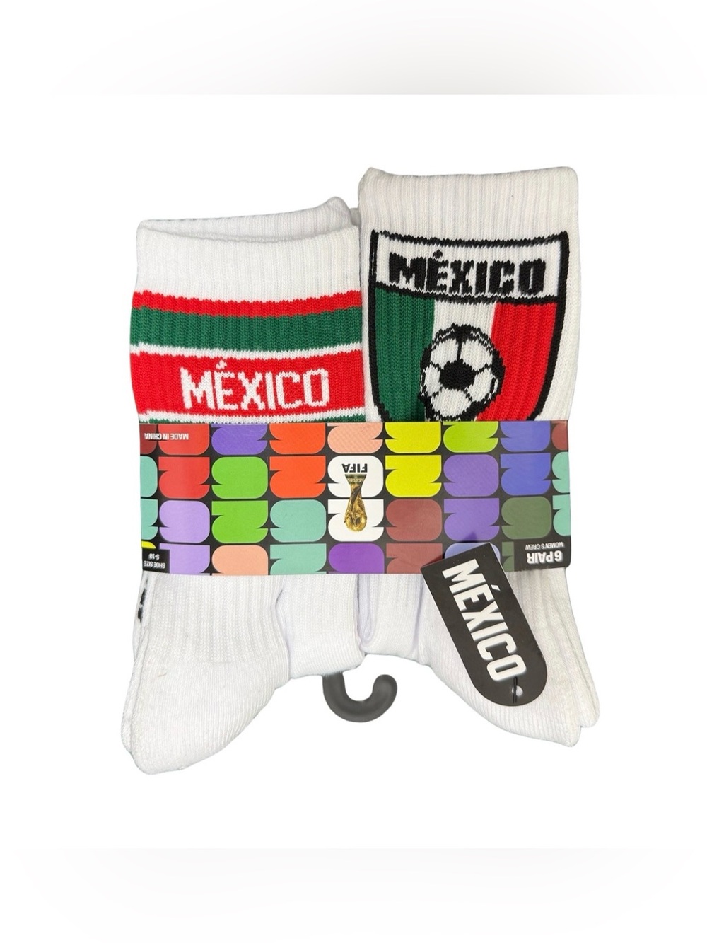 NWT FIFA Mexico or Argentina Socks - 6 Pair Womens Crew Size 9 - 11